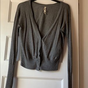 Gray V-Neck Aeropostale Long Sleeves Cardigan